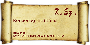 Korponay Szilárd névjegykártya